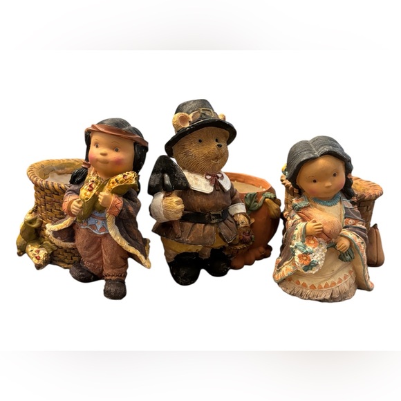Thanksgiving Other - VTG 1980’s Thanksgiving Figurine Candle Holders Set